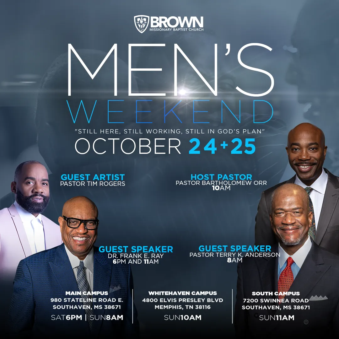 Men’s Weekend October 24–25, 2026 with Dr. Frank E. Ray, Pastor Terry K. Anderson and Pastor Tim Rogers