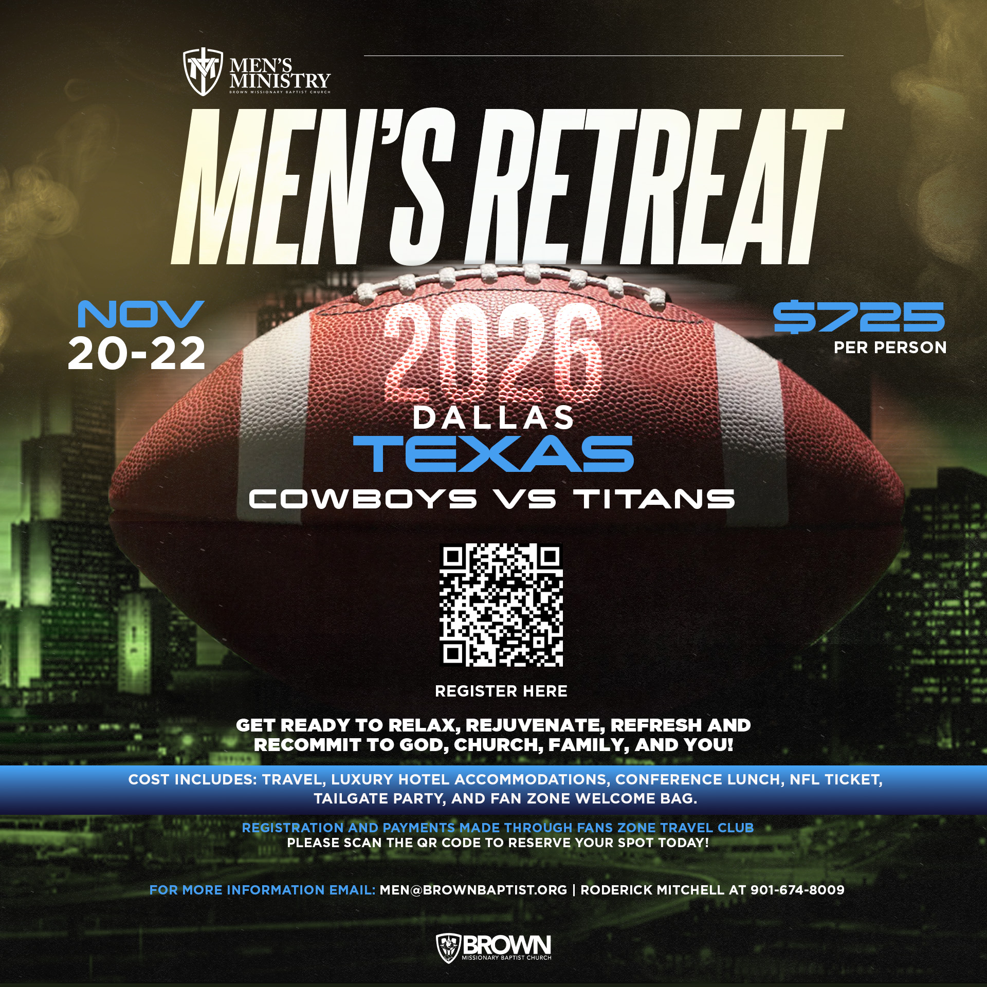 Men's Retreat 2026 — Dallas, Texas, Cowboys vs Titans