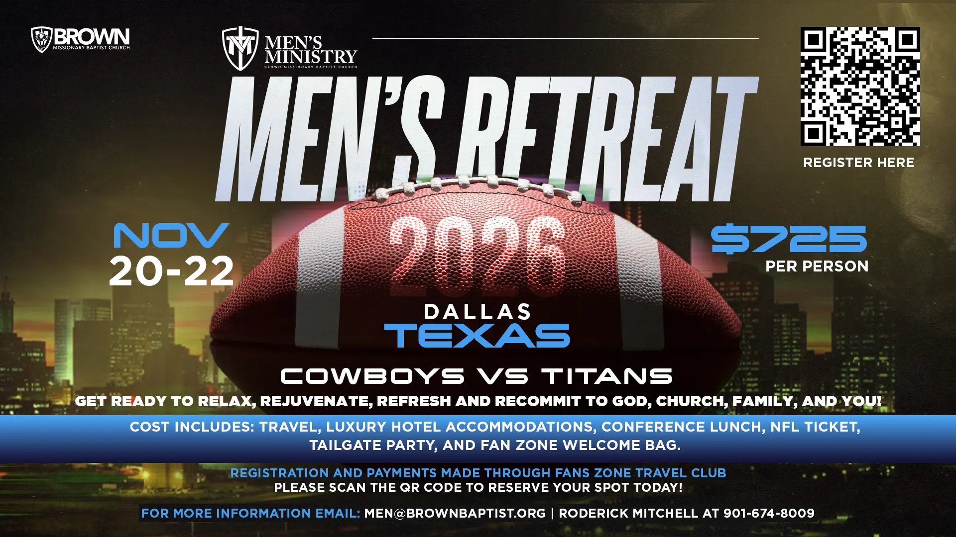 Men's Retreat 2026 — Dallas, Texas, Cowboys vs Titans