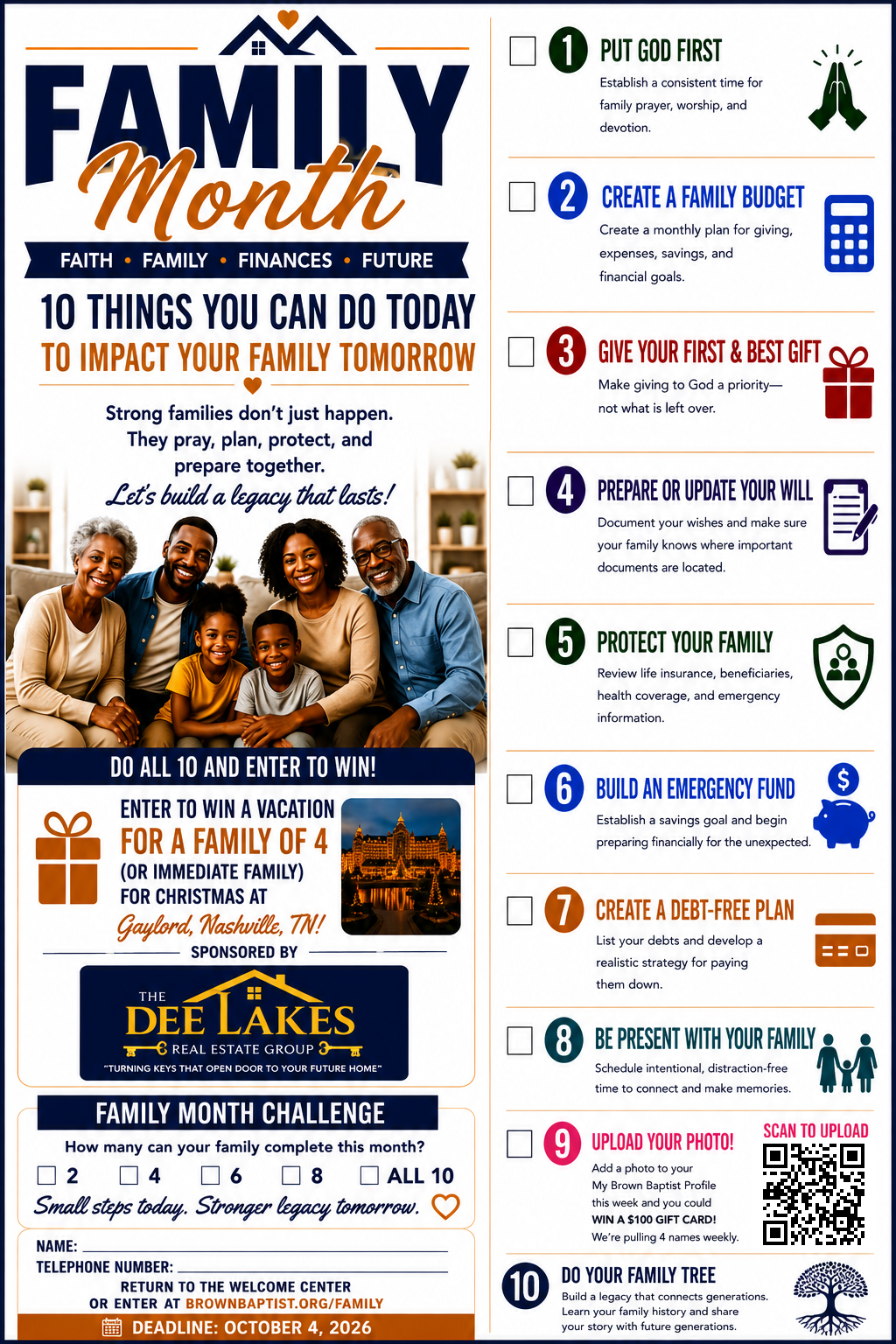 Family Month: 10 things you can do today to impact your family tomorrow — printable checklist card