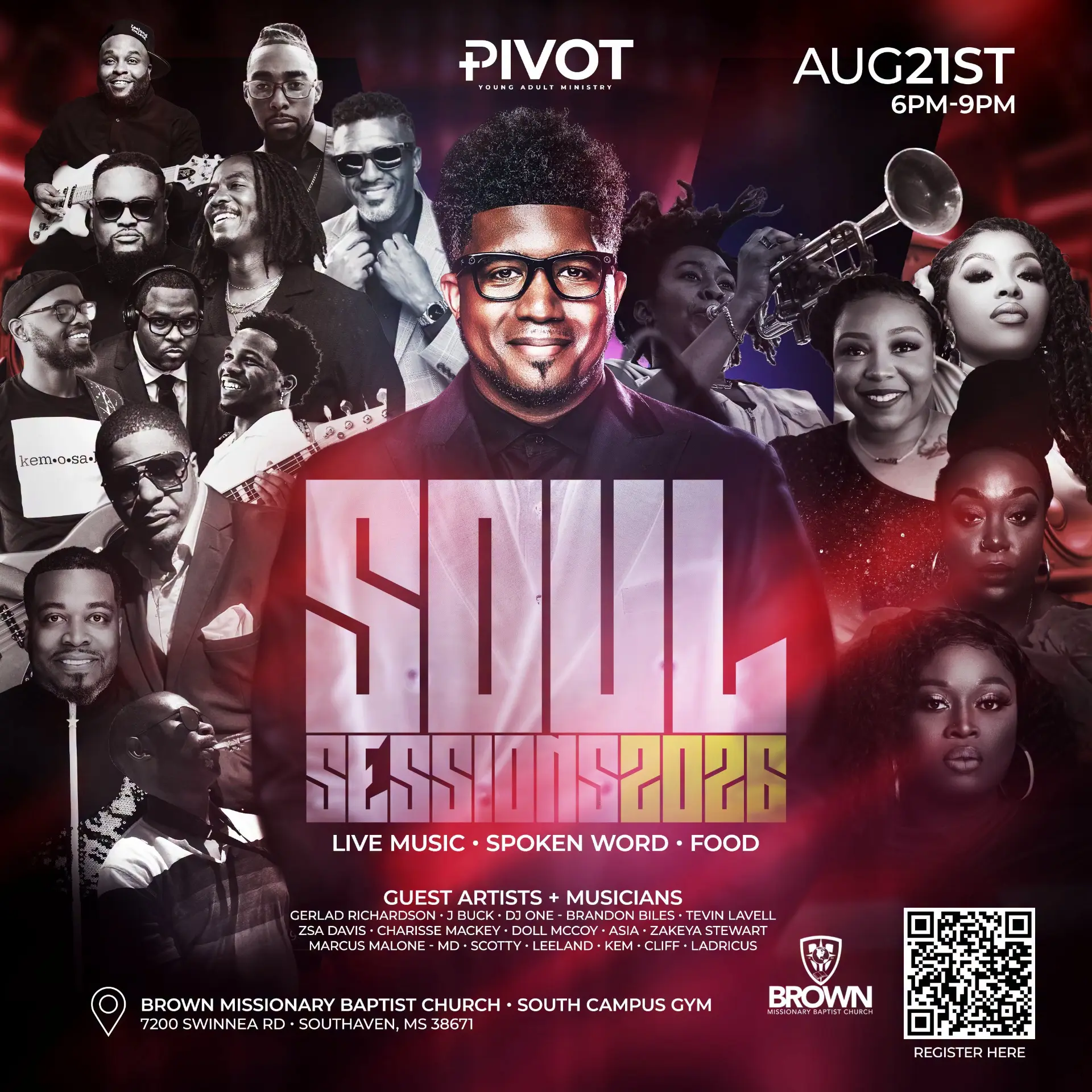 Soul Sessions 2026 flyer — August 21, South Campus Gym