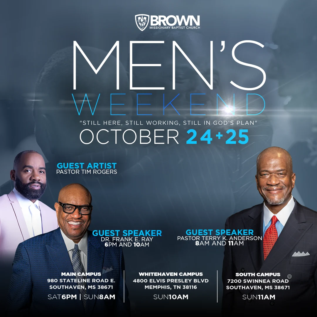 Men’s Weekend October 24–25, 2026 with Dr. Frank E. Ray, Pastor Terry K. Anderson and Pastor Tim Rogers